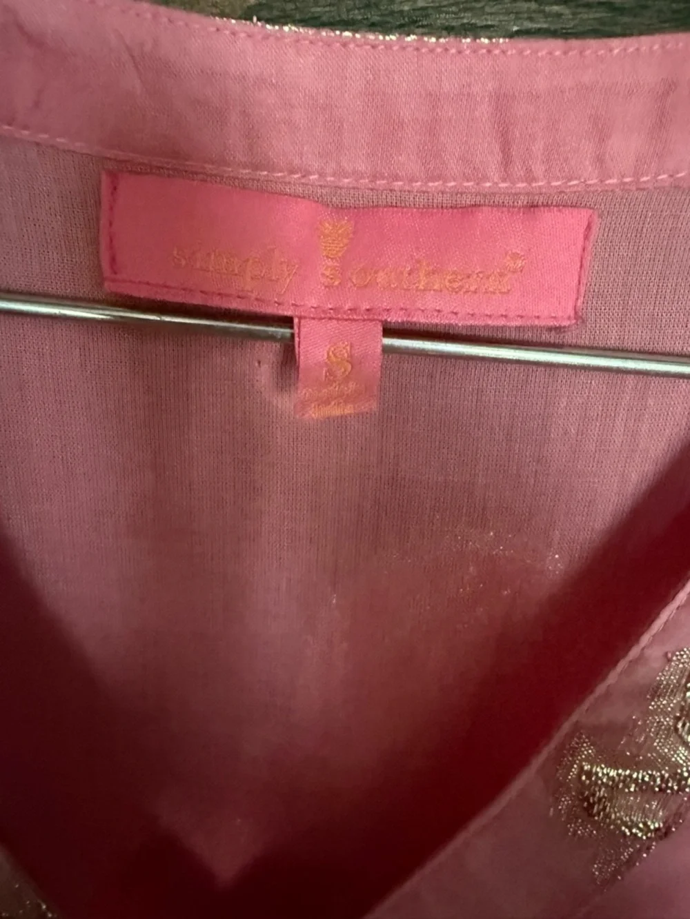 Simply Southern Pink Dress with Metallic Gold Accent Pineapples - Picture 6 of 6